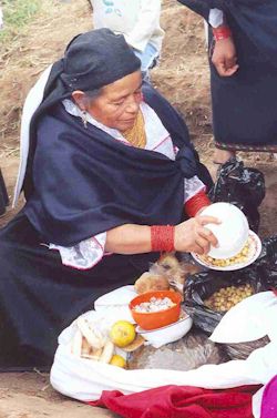 Woman serving food